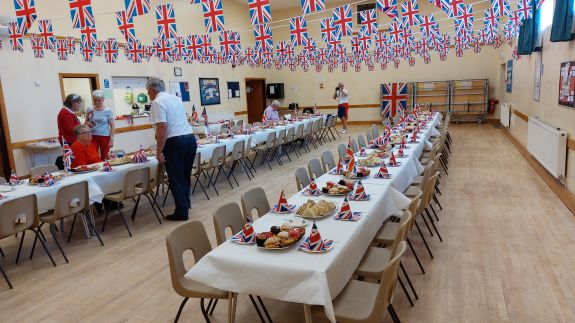 The Hall Decorated, Food Prepared, now ready for the Afternoon Tea