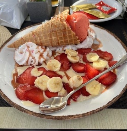 Cyprus Holiday Janet's ice cream desert Cyprus Holiday Janet's ice cream desert