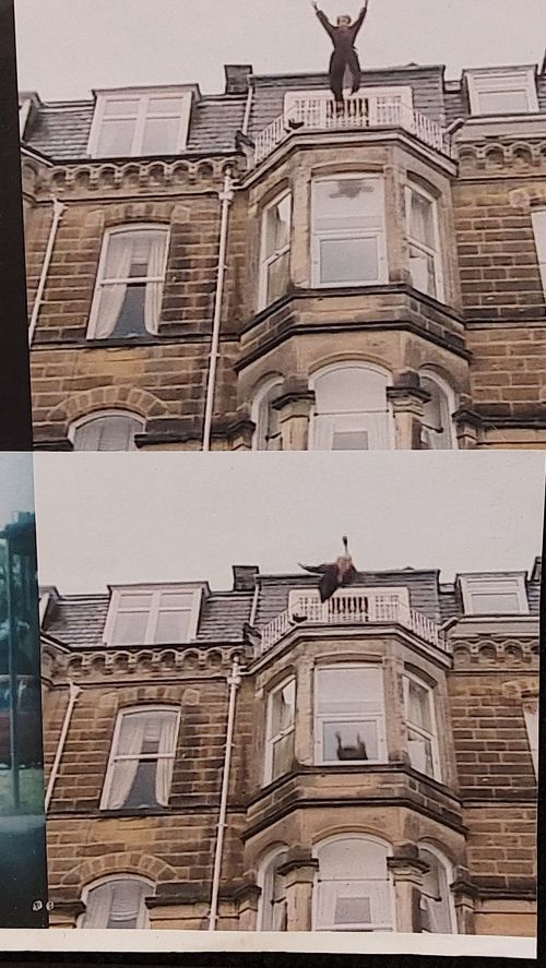 Lucy Allen Falling off building scene